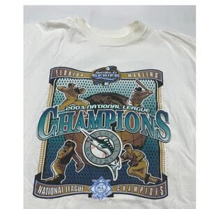Florida Marlins World Series White T-Shirt Men’s Size Large Y2K Vintage 2003